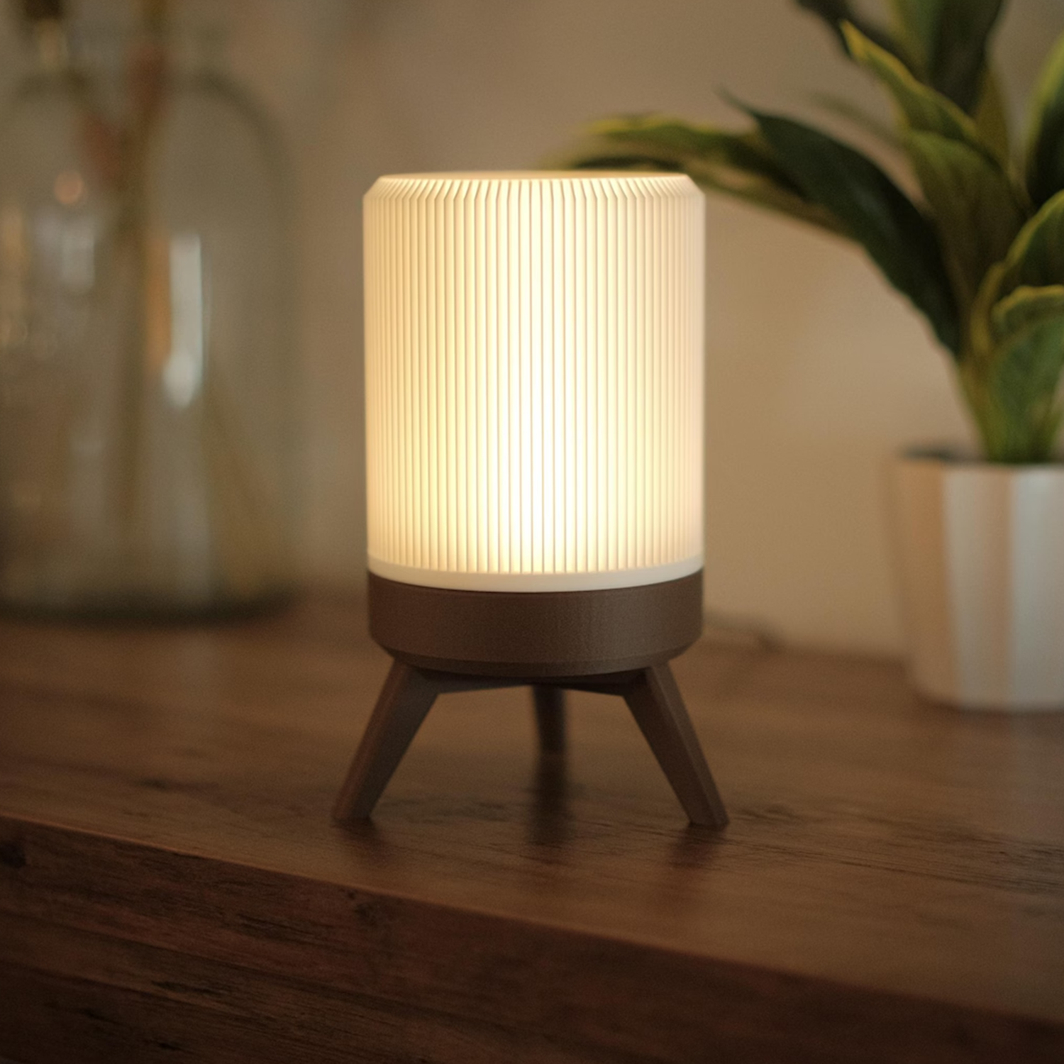 Tripod Base Cylindrical Mood Lighting Lamp, Minimalist Compact Table Night Light For Indoor Space Decoration