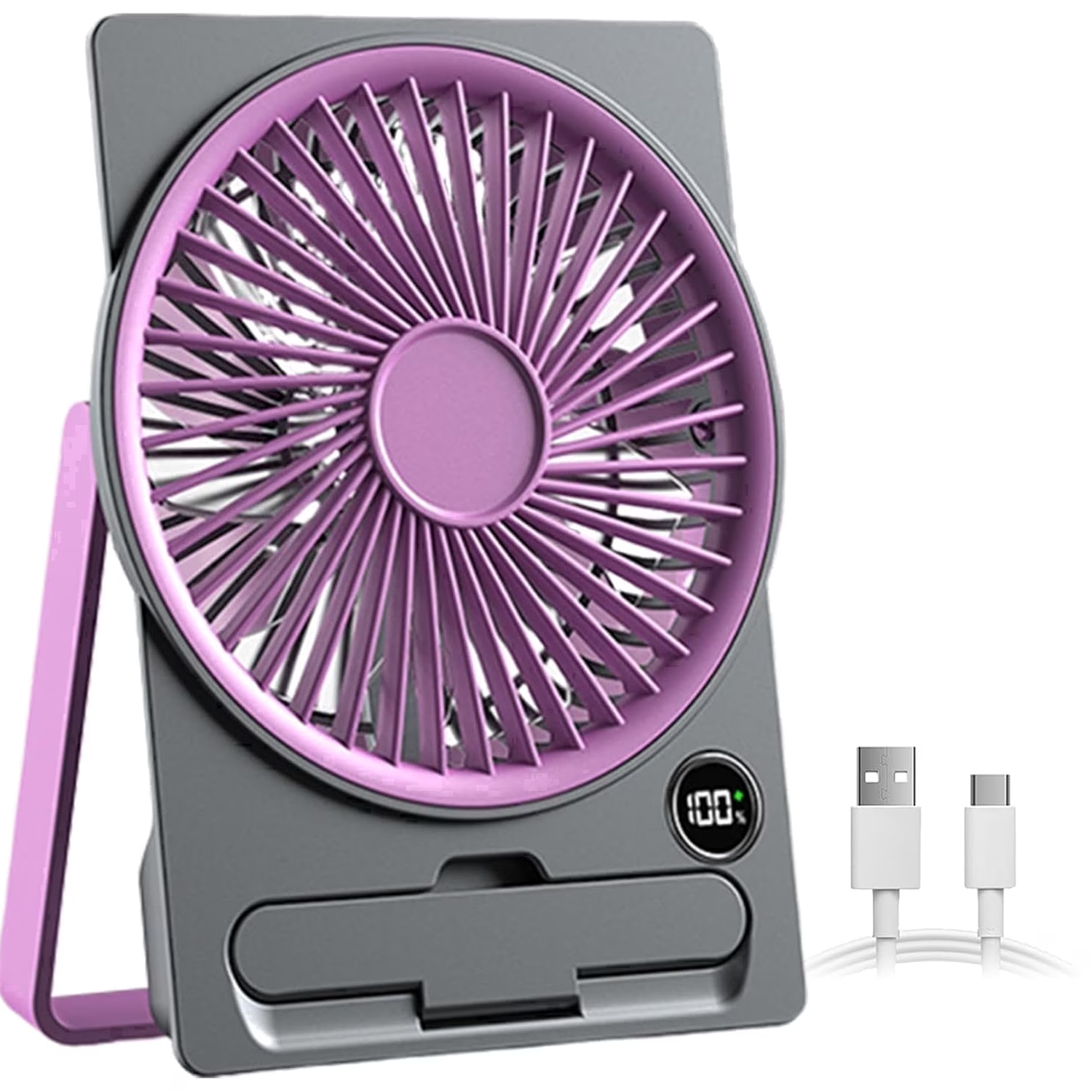 Multi-Mode Rechargeable Desktop Cooling Fan, Foldable Compact Air Cooler With Built-In Mobile Device Support