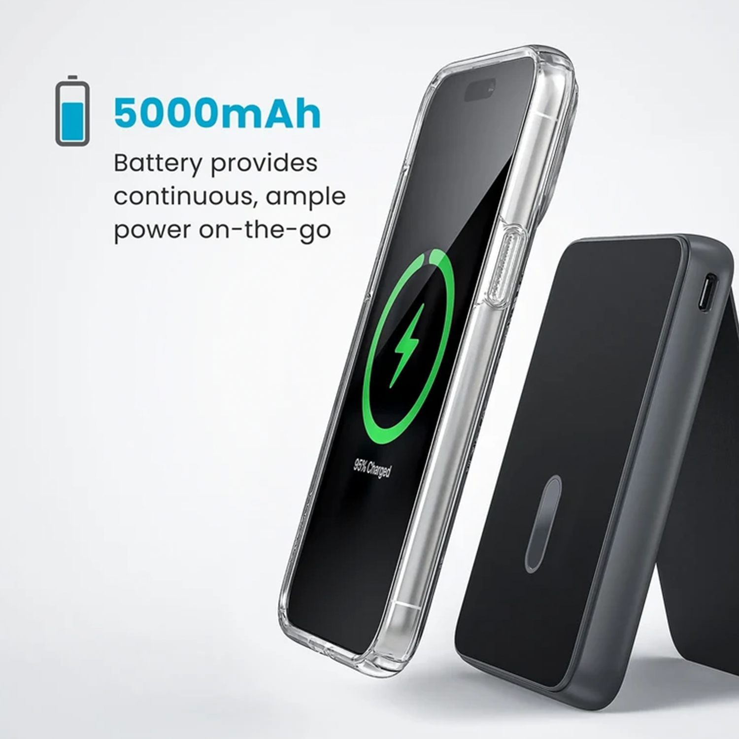 Magnetic Wireless Power Bank With Foldable Kickstand, Portable External Battery For Hands-Free Viewing And Charging