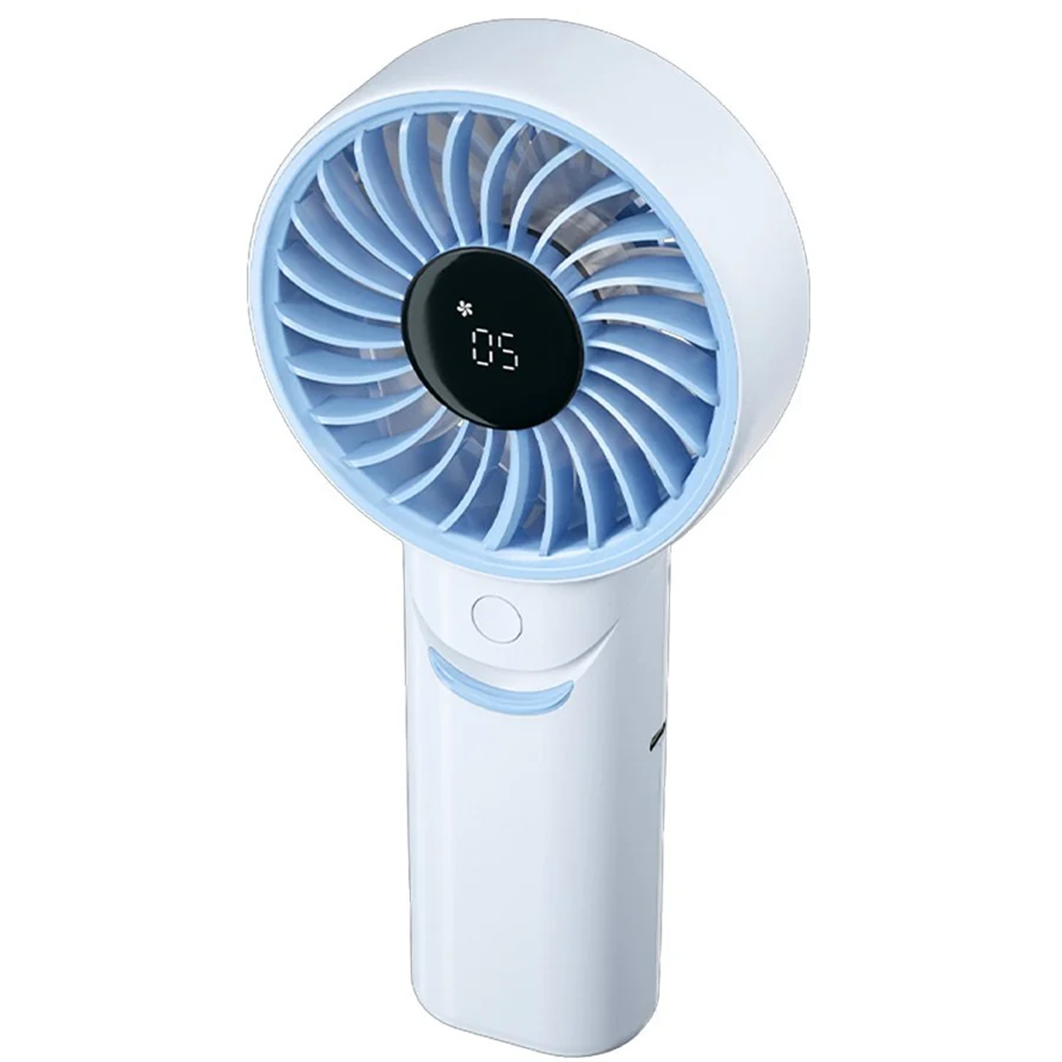 Digital Display Handheld Cooling Fan, 5-Speed Rechargeable Portable Air Blower With Universal Type-C Charging