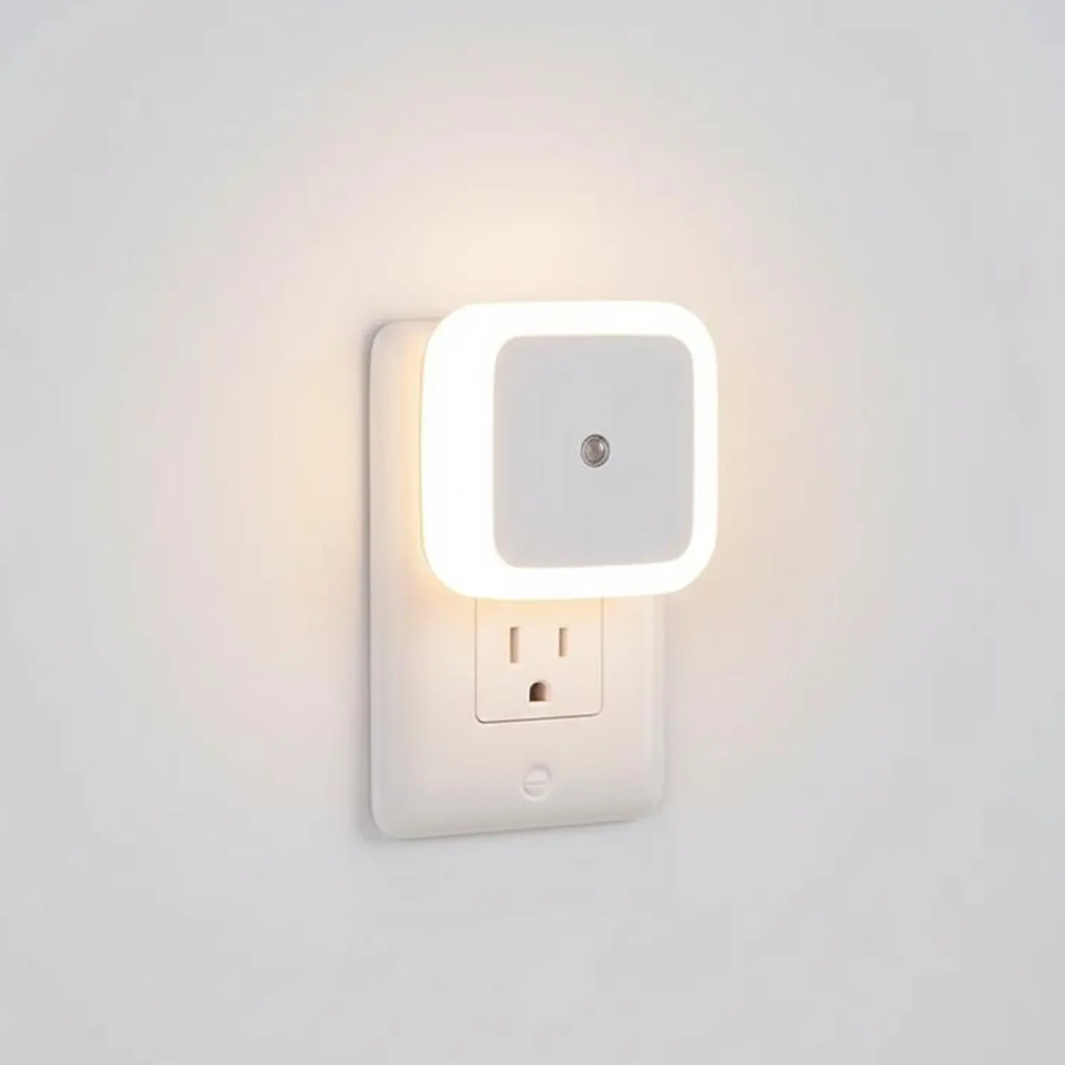 Plug-In Ambient LED Night Lamp, Auto On-Off Light Sensing Fixture With Gentle Warm Glow For Indoor Walkways