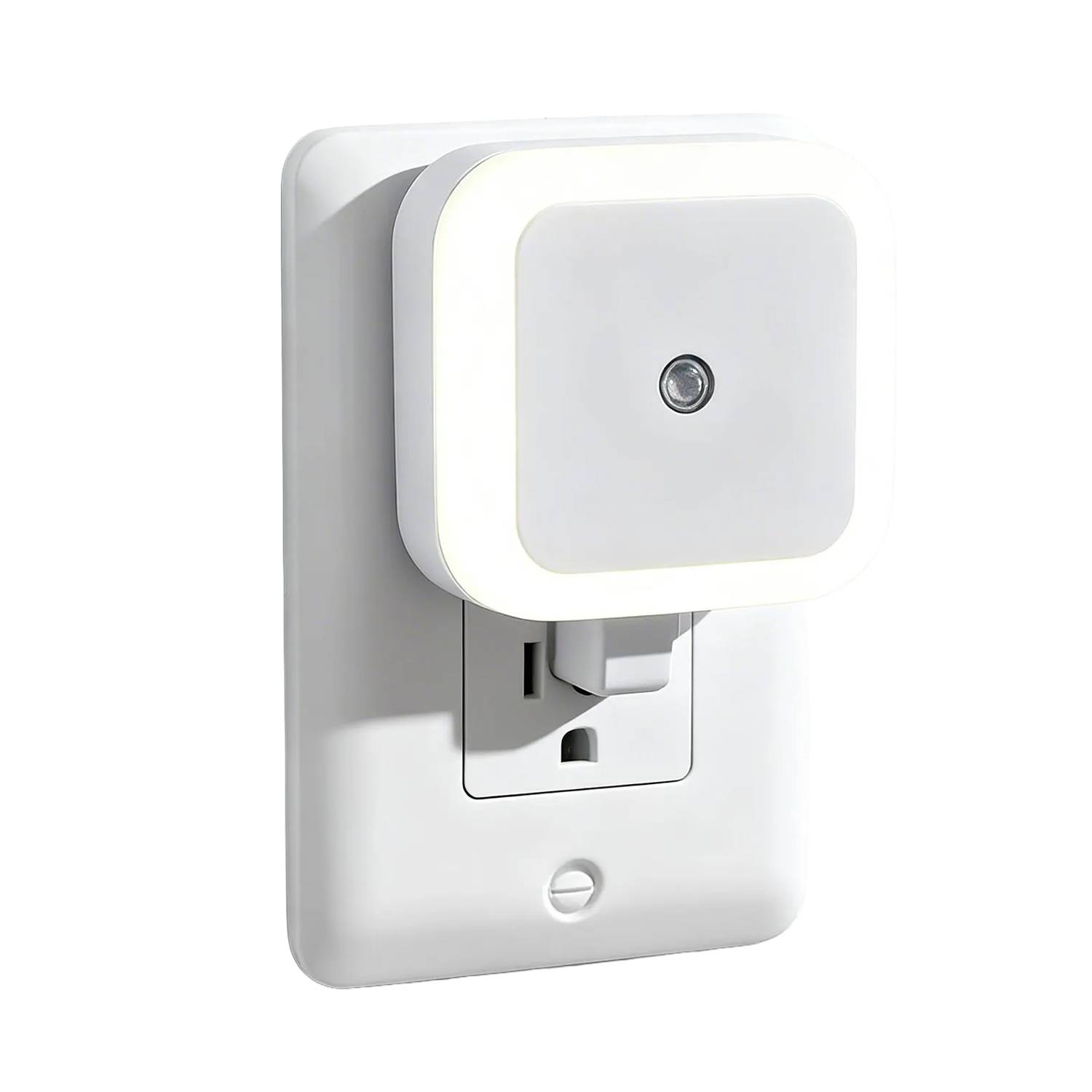 Plug-In Ambient LED Night Lamp, Auto On-Off Light Sensing Fixture With Gentle Warm Glow For Indoor Walkways